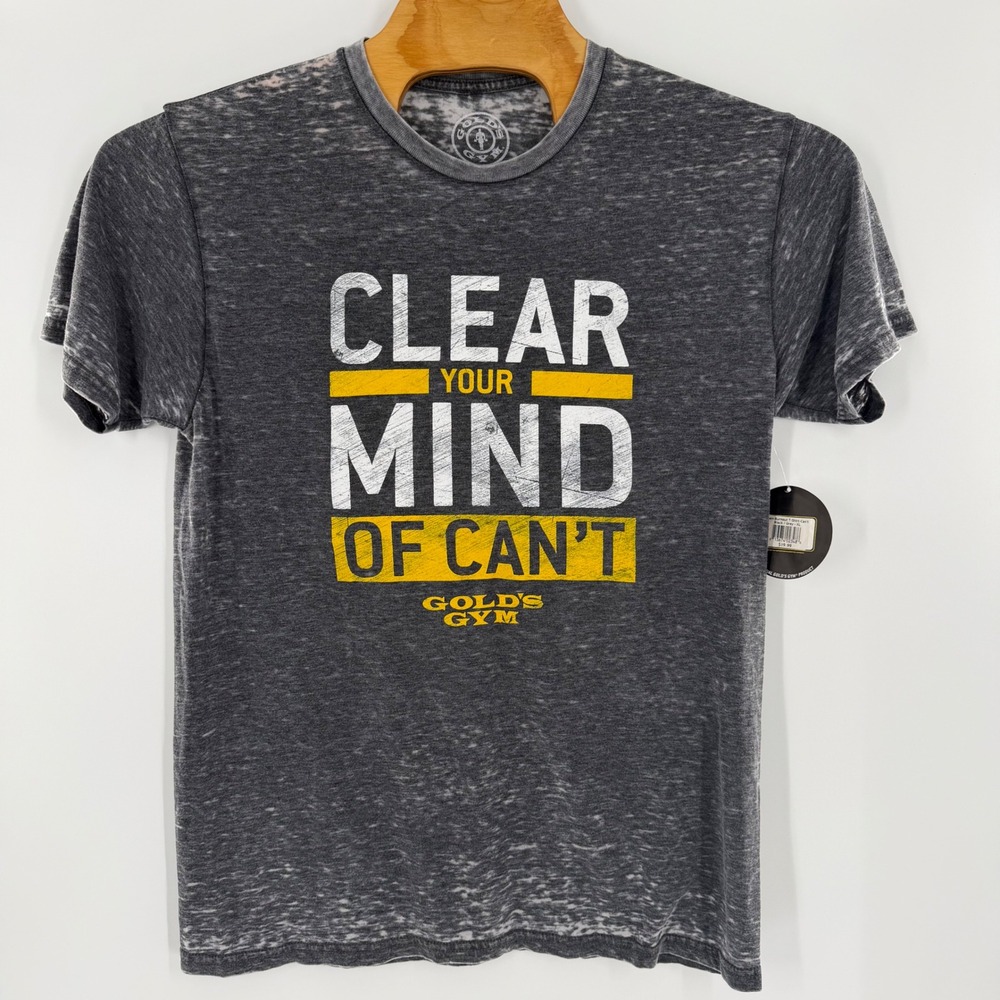 Golds Gym Mens Clear Your Mind Of Cant Graphic T-Shirt Gray Burnout XL New - Picture 1 of 4